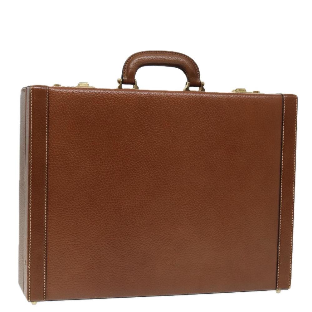 LOEWE Anagram Attache Case Trunk Leather Brown Gold